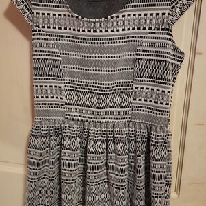 Rewind Black and White Geometric Ladies Dress